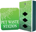 Dispense-Art™ Collection Rolling Hills - Green - Custom UV Printed Design on Rust-Proof Aluminum Starter Dog Waste Station/roll Bag System - Includes 400 Dog Waste Bags & 10x12 Sign