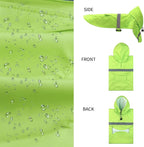 NACOCO Large Dog Raincoat Adjustable - Pet Water Proof Clothes Lightweight Rain Jacket Poncho Hoodies with Strip Reflective (L, Green)