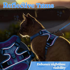 rabbitgoo Cat Harness and Leash Set, Escape Proof Soft Adjustable Vest Harnesses for Outdoor Walking, Easy Control Breathable Kitten Jacket with Reflective Strips, Purple & Blue, XXS