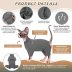 ROZKITCH Cat Shirts for Cats Only, Breathable Soft Jumpers for Sphynx Only, Coat with Four Legs, Warm Sweater T-Shirt Pajamas Jumpsuit Vest Cornish Rex, Devon Rex, Peterbald Grey XL