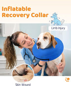 Supet Inflatable Dog Cone Collar for Large Medium Small Dogs, Soft Cone Collar for Dogs Cats, ECollar Doggie Neck Donut Dog Cone Alternative After Surgery