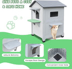 Plastic Outdoor Cat House with Escape Door, Waterproof 2 Story Outdoor Houses for Feral Cats Outside Cat Shelter, Spacious, Clean and Assemble Easily