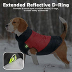 Fleece Lined Dog Coats Extra Warm Dog Winter Coat,Waterproof Dogs Jacket for Medium to Large Dogs,Cold Weather Winter Clothes Turtleneck Windproof Reflective Pet Vest (Red & Black, 2XL)