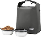 Waterproof Pet Food Storage Bag,Dog Food Container 12 lb w/2PCS Collapsible Dog Travel Bowls and Zipper Side Pocket(Gray, Small)