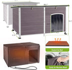 GUTINNEEN Extra Large Heated Dog House for Large Dogs, 6-Sided Insulated Outdoor Dog House with Thermostat Heating Pad, Metal Frame, Insulated Liner, Weatherproof Warm Shelter for Winter Use, Grey