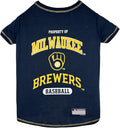 MLB Milwaukee Brewers Dog T-Shirt, Small. - Licensed Shirt for Pets Team Colored with Team Logos. - Premium Stretchable Materials for The Comfort of Your Dog & cat.