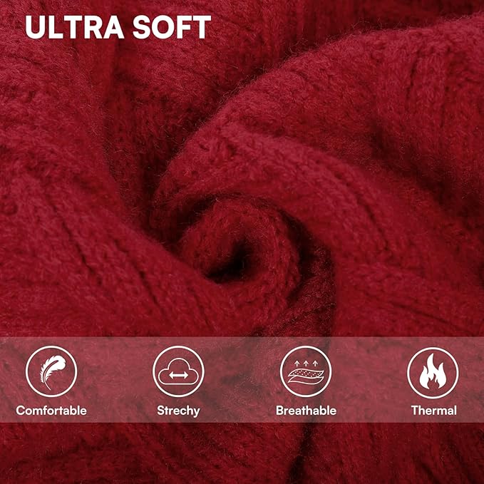 KOESON Large Dog Sweater, Warm Christmas Dog Sweaters for Large Dogs, Cable Knit Sweater for French Bulldog, Pug, Corgi, Boston Terrier, Easy On Xmas Sweaters for Dogs, Red, L