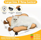 Heating Pad Cat Beds for Indoor Cats Dogs Pets Extra Large Electric Heated Warming Mat Ketten Bed with Removable Cover Biscuits Brown 21"X 21"