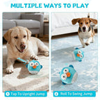 Interactive Dog Toy Ball, Rechargeable Jumping Plush Toy with Motion Activation for Small Large Dogs, Squeaky Moving Bouncing Ball for Pets Keep Busy Reduce Boredom, No Loud Music (Puffer)