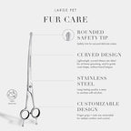 Tweezerman 9" Pet Grooming Scissors with Safety Round Tips, Professional Curved Grooming Shears for Medium to Large Dogs