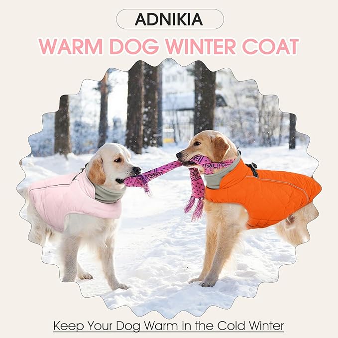 Dog Coat with Harness Built in -Pink,Small- Fleece Lined Dog Snow Jacket Snowsuit，Adjustable Reflective Winter Warm Cold Weather Coat