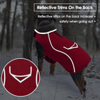 SUNFURA Dog Winter Coat, Medium Dog Coat Jacket with Fleece Lining for Cold Weather, Warm Puffer Jacket Turtleneck Snowsuit with Leash Hole for Jack Russel, Boston Terrier, Red M