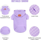 BEAUTYZOO Medium Dog Hoodie Sweater with Pockets, Dog Clothes for Small Medium Dogs Boy Girl, Waffle-Like Laminated Cotton Pet Coats with Hat and Leash Hole, Purple XL
