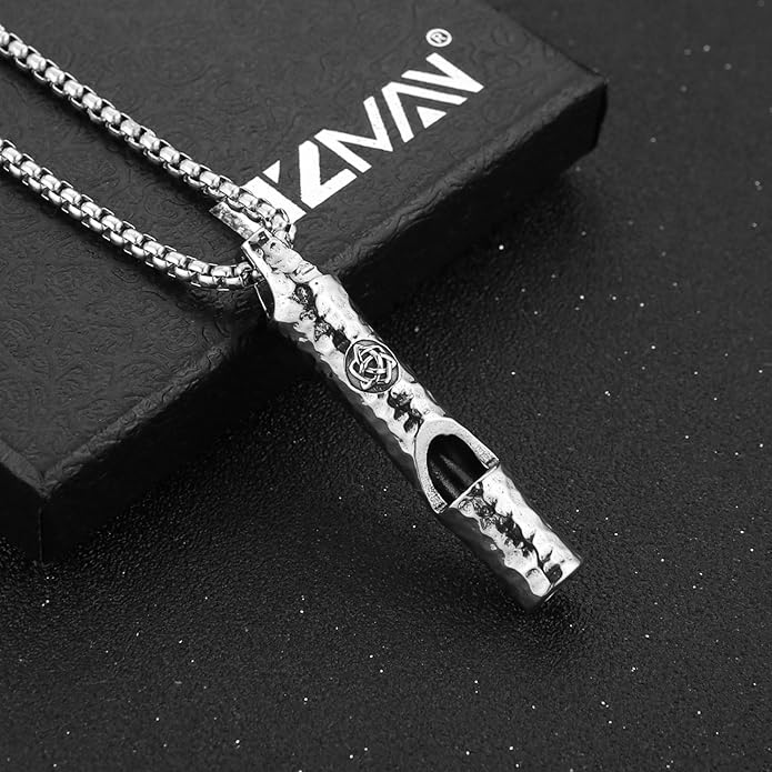 HZMAN Whistle Emergency Necklace for Adults Retro Gothic Wolf Whistle Necklaces Outdoor Survival for Dog Training Camping Hiking Boating Hunting Pendant
