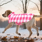 ASENKU Dog Winter Coat, Fleece Doggie Jacket Plaid Reversible Vest Waterproof Windproof Cold Weather Clothes for Small Medium Large Dogs (L, Pink)
