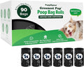 Puppington Certified Home Compostable Poop Bags - ASTM D6400 Compliant - 90 Extra Thick Bags - Plant Based - Pairs with Puppington 3-in-1 Bag & Fits all Standard Poop Bag Dispensers (Onyx Black)
