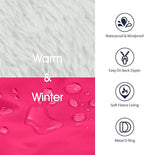 IECOii Dog Winter Coat with Harness Built in, Waterproof Windproof Dog Coats for Large Dogs, Thermal Fleece Cold Weather Jackets with Zip, Outdoor Warm Snow Jacket Reflective, Rosered, XXXL