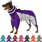 SUNFURA Full Body Dog Coat - Warm Fleece Jacket for Small Dogs, Turtleneck Winter Coats with Harness, Reflective Dog Snowsuit Windproof Puffer Jackets with Legs for Pug, Jack Russel, Purple S