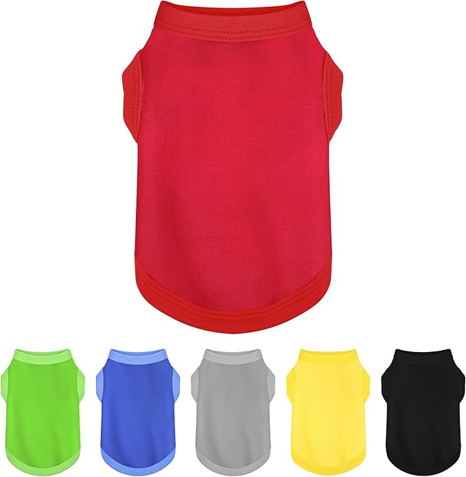 Elevate Your Dog's Fashion Quotient with Colorful and Breathable Sleeveless Cotton Shirts! Perfect Pet Apparel for Small to Medium Dogs Red S