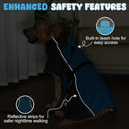 Dog Raincoat, Waterproof Dog Coat with Reflective Straps, Leash Hole & Polar Fleece Lining, Winter Snow Rain Coat for Small, Medium & Large Dogs, Warm, Windproof Vest Jackets