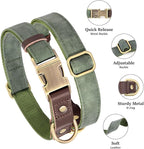 Didog Soft PU Leather Dog Collar for Large Dogs,Classic Adjustable Dog Collars with Quick Release Metal Buckle,Easy Clean and Comfortable with Nylon Lining,Green,L Neck 15-23"
