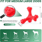 Dog Chew Toys for Aggressive Chewers Large Breed,Indestructible Bones Toy，Durable Cleaning Toothbrush Natural Rubber Dog Toys… (Red)