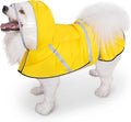 Dog Raincoat, Adjustable Rain Jacket with Hooded Double Layer for Large Medium Small Dogs Puppies, Lightweight Waterproof Rain Coat Poncho with Reflective Stripe Yellow,XXL