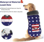 Dog Coat, Waterproof Dog Winter Jacket with Pocket, Reflective Adjustable Pet Snow Vest, Warm Cozy Fleece Sweater for Small Medium Extra Large Dogs - American Flag, 3XL