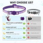Cat Collar with Bells Breakaway, 3 Pack Moon and Star Cat Collar Reflective, Cute Kitten Collars with Pendant Glow in The Dark for Girl Boy Cats, 8"-12" Adjustable Safe Dog Puppy Kitty Collar