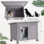 Dog House Outdoor Insulated Dog House for Small Medium Dogs, Natural Wood with Iron Frame, Waterproof Roof Raised Feet