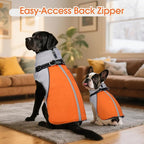 DENTRUN Dog Coat with Harness Built in, Heavy Duty Winter Dog Coat, Warm Fleece Lined Adjustable Belly for German Shepherd, Orange, XXL