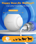 LED Dog Ball Rechargeable, Light Up Dog Ball Toys, Bounce-Activated Durable Fetch Ball, Natural Rubber, Unique Scent, 2.5 inches, for Small & Medium Dogs (Blue)