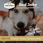 Farm Hounds - Beef Jerky - Premium Natural Jerky for Dogs - 100% Humanely Raised Cattle - Break-to-Size - Great for Training & Treats - No Fillers - Made in USA - 3.5 oz - 2 Pack
