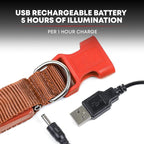 ILLUMISEEN LED Dog Collar USB Rechargeable - Bright & High Visibility Lighted Glow Collar for Pet Night Walking - Weatherproof, in 6 Colors & 6 Sizes (Red Large)