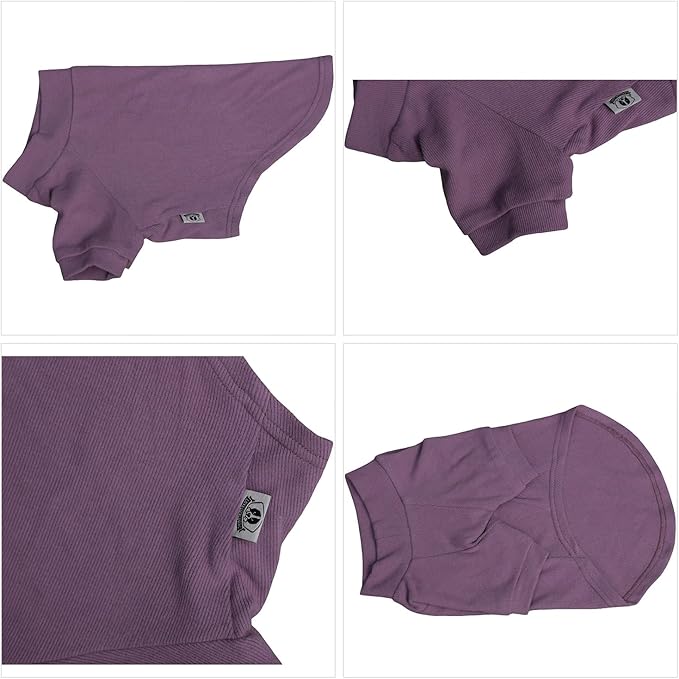 Lovelonglong Ribbed Dog T-Shirt Cotton Knitted Dog Sweaters for All Season Pet T-Shirts for Large Medium Small Dogs Taro Purple XL