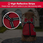 Warm Winter Coat, Fashion Sports Dog Jacket with Built-in Harness, Reflective & Adjustable Pet Vest, Waterproof Windproof Apparel for Small Dogs (Red)