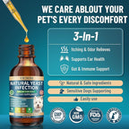 VICSOM Natural Dog Yeast Infection Treatment for Dogs, Itchy Skin & Ear Treatment Natural Support Allergy Relief, Dog Yeast Infection Relief, Support Irritation, Itching & Inflammation 60ml