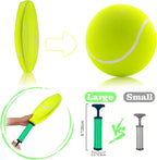 Giant 9.5" Dog Tennis Ball, 2 Pack Oversize Interactive Puzzle Toy with 1*Ball Pump + 1*Needle for Small, Medium, Large Dogs (2 Pack Yellow with Pump)