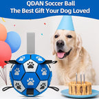 QDAN Dog Balls Toys, Soccer Ball with Straps, Balls for Dogs for Small Medium Puppy, Herding Ball Toy, Birthday Gifts (6 Inch)
