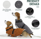 Kuoser Dog Coat Warm Fleece Lining Turtleneck Dog Jacket with Harness Built-in, Adjustable Windproof Cold Weather Coats with Quick Release Buckle Pet Winter Snowsuit for Small Dogs, Grey S