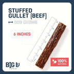 Big Lu - 6-Inch Stuffed Gullet Sticks, 20 Count, Premium Beef Dog Treats, All-Natural, High-Protein, Easily Digestible Chews for Dogs, Supports Dental Health and Joint Mobility