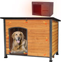 GUTINNEEN Outdoor Dog House with Insulated Liner,Durable Waterproof Puppy Shelter for Small & Medium & Large Dogs,Indoor Wooden Dog Kennel for Winter,Cozy Design(Brown)