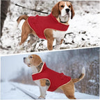ASENKU Warm Dog Winter Coat, Waterproof Dog Coat for Cold Weather, Fleece Dogs Jacket with Ultra Thick Plush Lining Leash Hole Storage Pockets for Small Dogs (Red, Small)