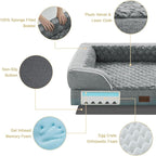 Orthopedic Dog Beds for Large Sized Dogs, Waterproof Memory Foam Large Pet Bed with Sides 36x27Inch, Non-Slip and Egg-Crate Foam Big Dog Couch Bed with Removable Washable Cover, Grey