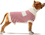 Small Dog Sweater, Knitted Striped Pullover Dog Clothes for Cold Weather, Thick Warm Cozy Stretchy Sweater for Chihuahua, Bulldog, Dachshund, Pug(Red & White Strip, S)