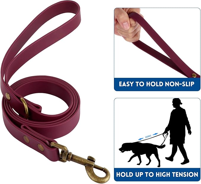 Wisedog Dog Collar and Leash Set, Waterproof Adjustable Puppy Collars with Cute Tag 6FT Dog Leash with Poop Bag for Small Medium Large Dogs (XL(Collar:16"- 25.5";Leash:6 ft), Burgundy)