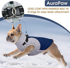 Reflective Dog Coat with Harness Built in,XL Soft Warm Dog Jacket for Cold Weather,Windproof Snowproof Pet Vest for Outdoor Walking Hiking,Adjustable Collar Easy On/Off,Blue,XL