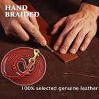 Guiding Star Leather Dog Leash 6 ft x 1/4 inch,Thin and Lightweight Leather Leashes for Small Dogs,Leather Cat Leashes for Small Cats,Soft Genuine Leather Dog Training Leashes for Petite Dogs Red