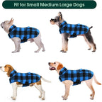 Kuoser Dog Winter Coat, Windproof Dog Fleece Jacket British Style Plaid Cold Weather Doggie Vest Coats, Reversible Cozy Warm Pet Clothes Apparel for Extra Large Size Dogs XXL