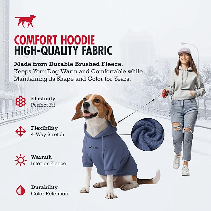 Tuff Pupper Dog Hoodie | Premium Quality 100% Organic Cotton | Ultra Soft Interior for Superior Comfort | Elastic Cuffs & Drawstring for Warmth | Stretch Fit Suitable for All Breeds (Blue, 3XL)